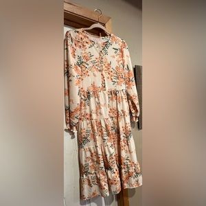 Aly Daly cottagecore prairie floral tiered boho midi dress Size Medium